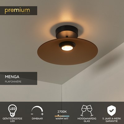 Lucide MENGA - Plafonnière - Ø 40 cm - LED Dimb. - 1x11W 2700K - Amber | Premium